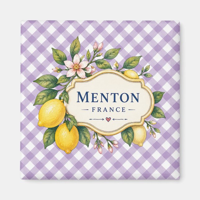 Menton French Riviera Magnet - Purple Lemon (Front)