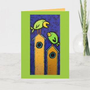 mentor card with birds and birdhouses