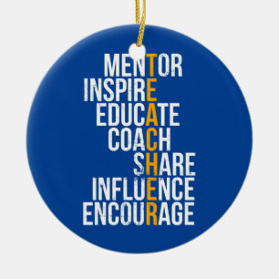 Mentor Inspire Educate Funny Teacher  Ceramic Tree Decoration