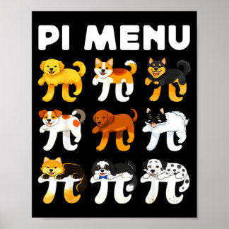 Menu 3.14 math teacher happy pie day teachers dogs poster