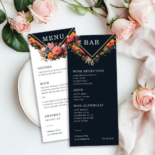 Menu and Bar for a wedding in vintage style and el