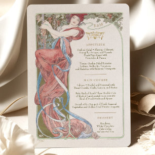 Menu Art Nouveau Wedding Dinner by Mucha Invitation