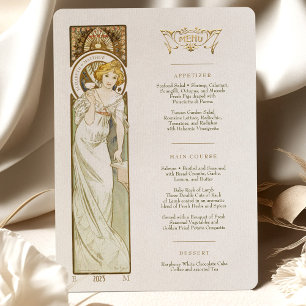 Menu Art Nouveau Wedding Dinner by Mucha Invitation