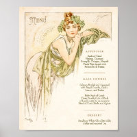 Menu Art Nouveau Wedding Dinner by Mucha