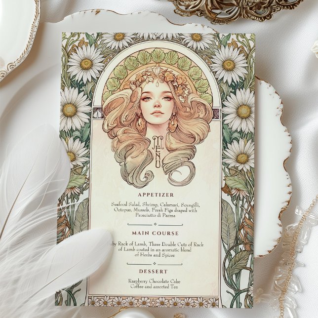 Menu Art Nouveau Wedding Dinner Invitation (Creator Uploaded)