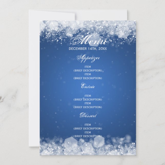 Menu Baby Shower Night Sparkle Blue Invitation (Front)