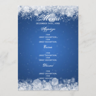 Menu Baby Shower Night Sparkle Blue Invitation