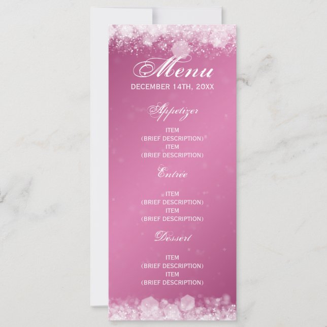 Menu Baby Shower Night Sparkle Pink Invitation (Front)