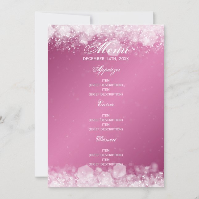 Menu Baby Shower Night Sparkle Pink Invitation (Front)