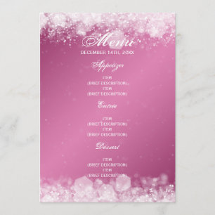 Menu Baby Shower Night Sparkle Pink Invitation