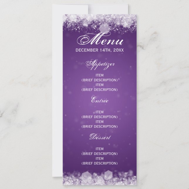Menu Baby Shower Night Sparkle Purple Invitation (Front)