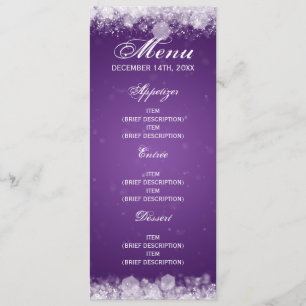 Menu Baby Shower Night Sparkle Purple Invitation
