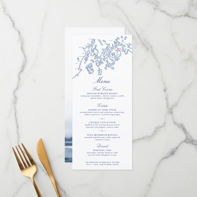 Menu - Bar Harbour Maine Penobscot Bay Map (Front/Back In Situ)