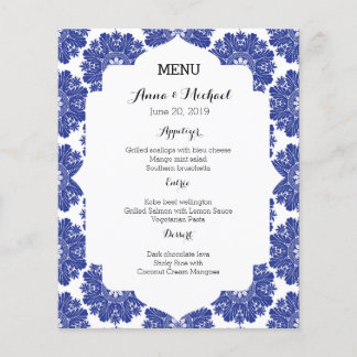 MENU Beautiful Blue & White Baroque Wedding Suite