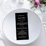 Menu black and white wedding<br><div class="desc">Personalise and add your names,  the wedding date and the menu. Black background,  white text.</div>