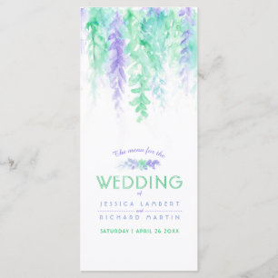 Menu blue cascading green vine art watercolor pack