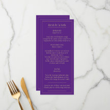 Menú Bodas Oro Morado Bilingüe Español Inglés