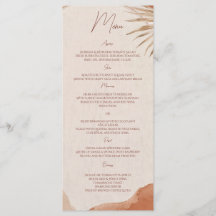 Menu boho terracota wedding