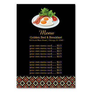 Menu Breakfast Table Number