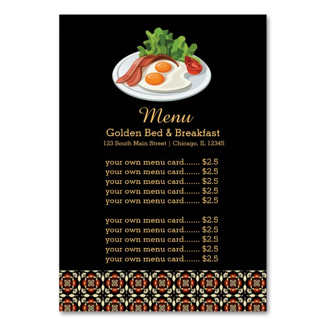 Menu Breakfast Table Number (Front)