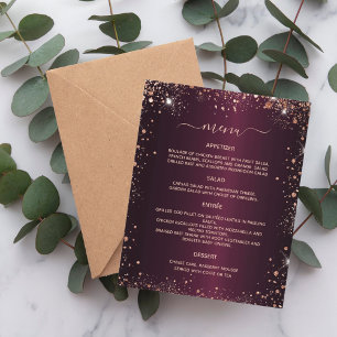 Menu burgundy rose gold