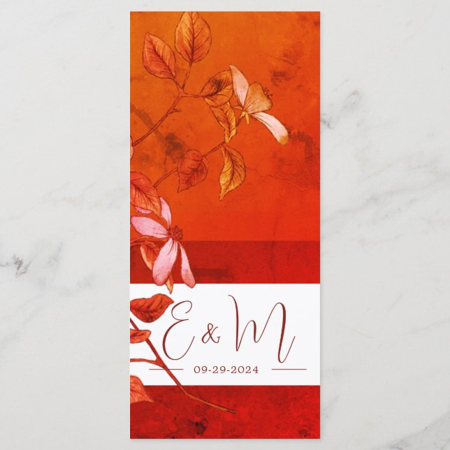 Menu Burnt Orange Terracotta Floral (Back)