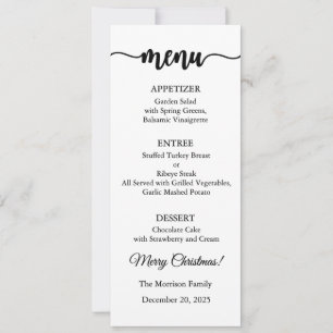 Menu Card, Christmas Menu, Dinner, Lunch Invitation