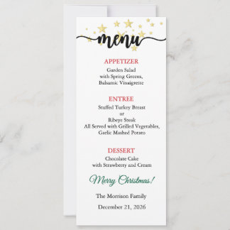 Menu Card, Christmas Menu, Dinner, Lunch Invitation