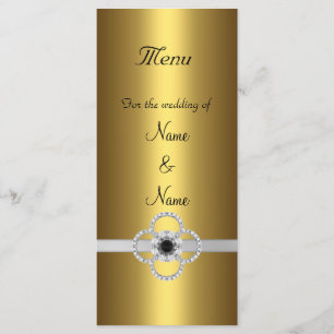 Menu Card Gold Silver Black Jewel Rack Card