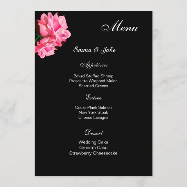 Menu Card Pink Rose (Front)