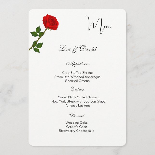 Menu Card-Red Rose (Front)
