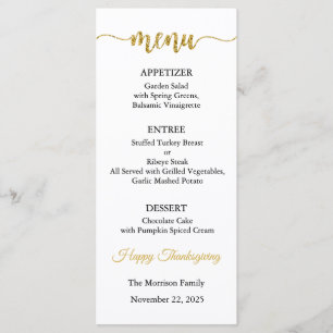 Menu Card, Thanksgiving Menu, Dinner, Lunch