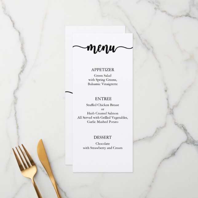Menu Card, Wedding Menu, Dinner, Lunch (Front/Back In Situ)