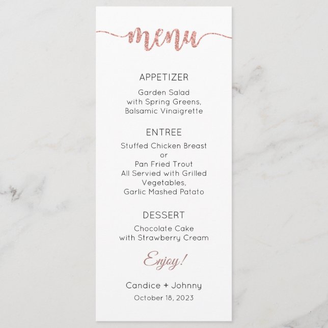 Menu Card, Wedding Menu, Dinner, Lunch (Front)