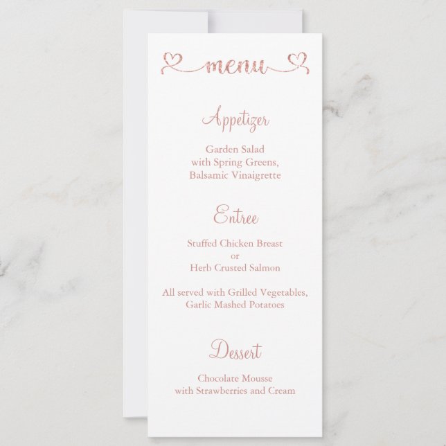 Menu Card, Wedding Menu, Dinner Menu Card (Front)