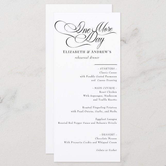 Menu Card | Wedding Rehearsal Dinner Menu (Front/Back)