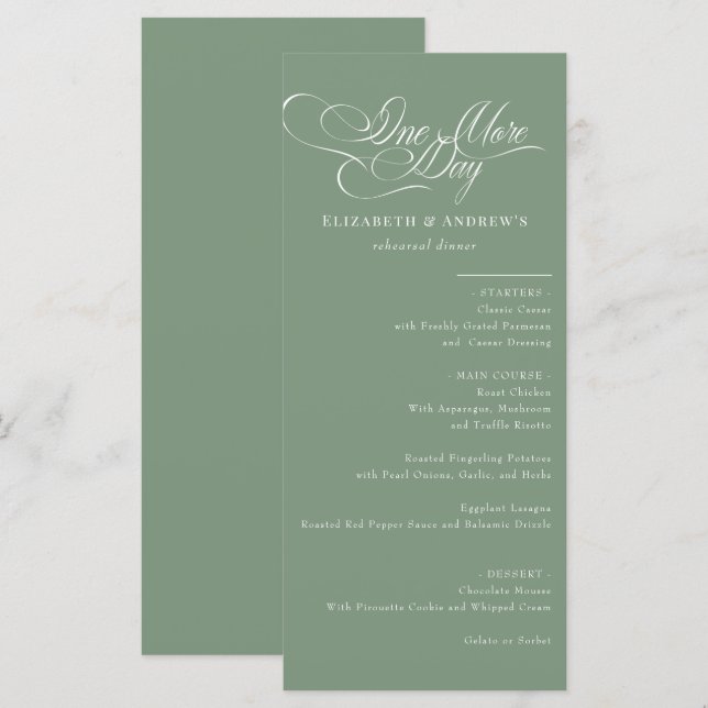 Menu Card | Wedding Rehearsal Dinner Menu (Front/Back)