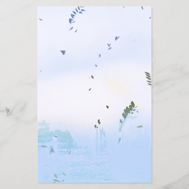 Menu Casual dream pastel blue leaf background (Back)