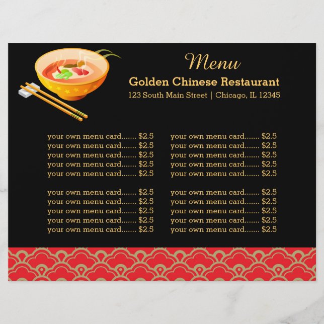 Menu Chinese restaurant (Front)