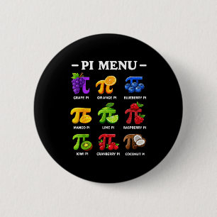 Menu day 3,14 math teacher symbol funny pie pun 6 cm round badge