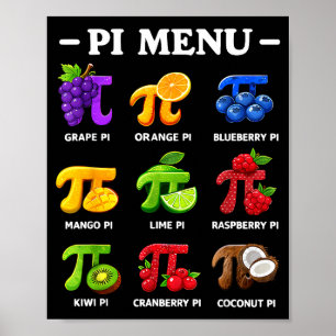 Menu day 3,14 math teacher symbol funny pie pun  poster