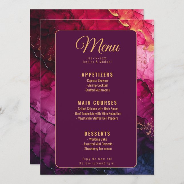 MENU + DRINKS Celestial Elegance Marble  (Front/Back)