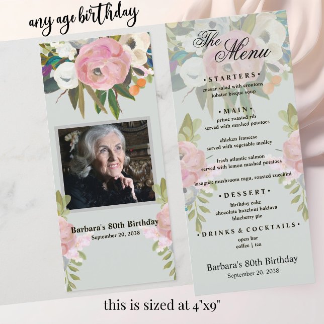 MENU Elegant 80th Birthday (any age) Photo (Creator Uploaded)