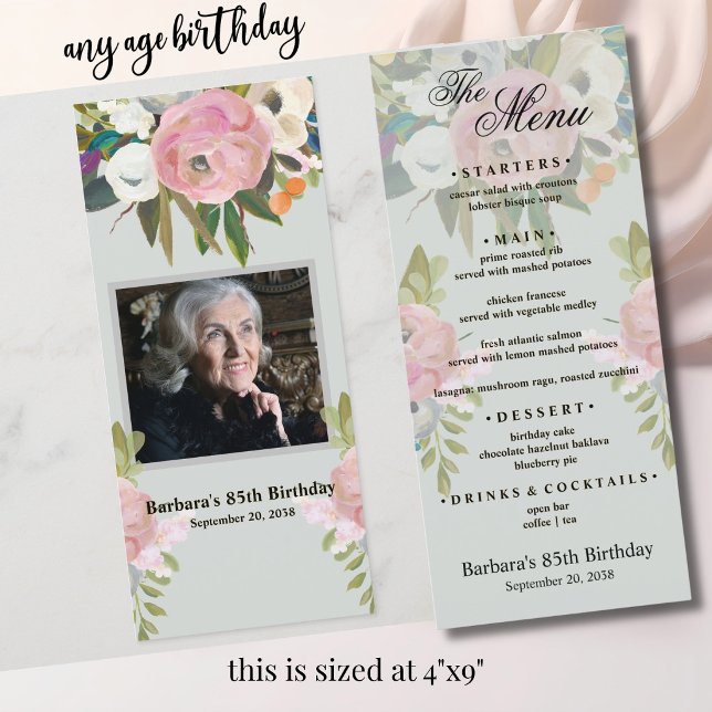 MENU Elegant 85th Birthday (any age) Photo (Creator Uploaded)