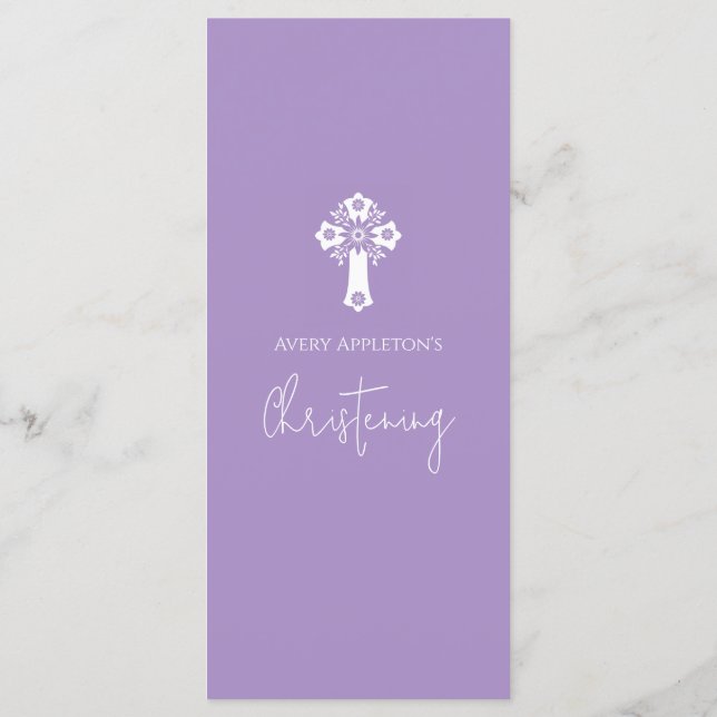 Menu Floral Cross Christeing Lilac (Back)