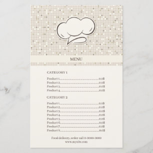 Menu Food Delivery Order Cook Cap Price List