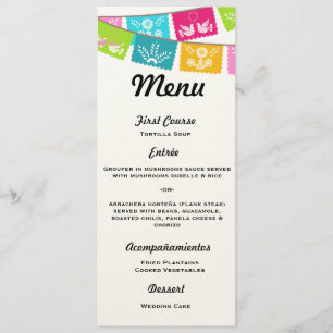 Menu for Wedding or Fiesta