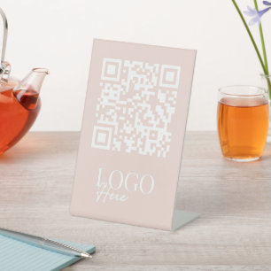 Menu Logo QR Code business Modern Minimal Simple Pedestal Sign
