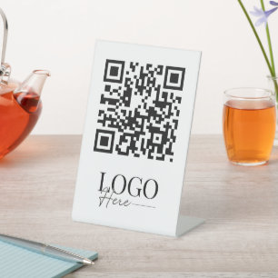 Menu Logo QR Code business Modern Minimal Simple Pedestal Sign