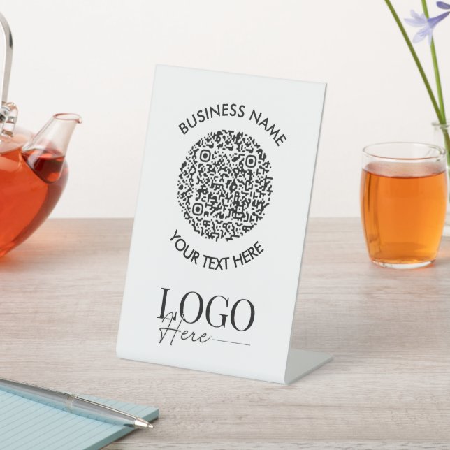 Menu Logo QR Code Modern Minimal Simple Pedestal Sign (In SItu)